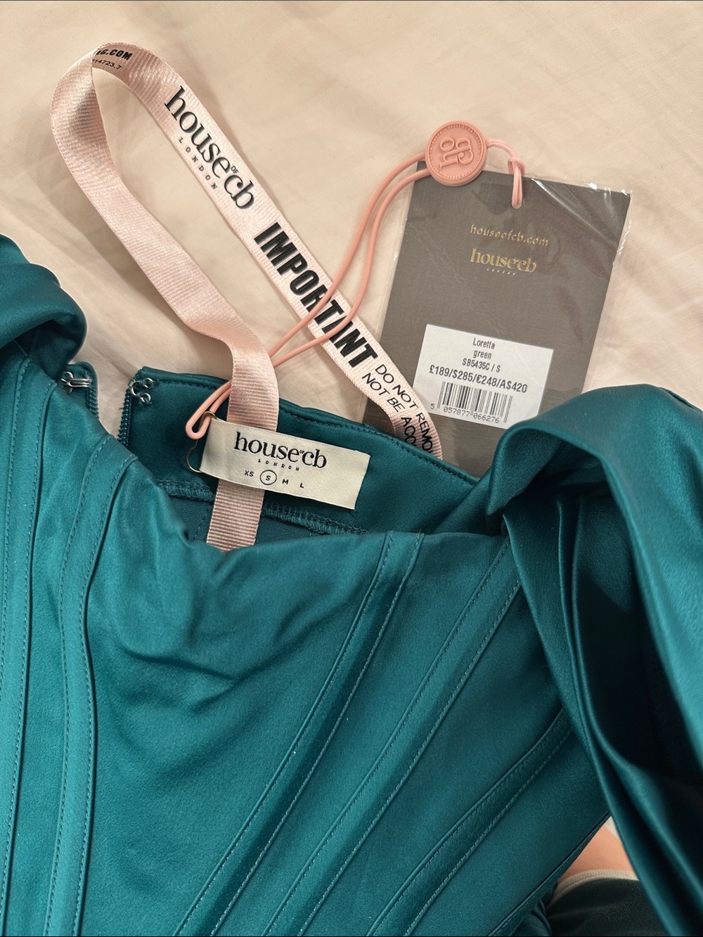 House of CB Emerald Green Off-Shoulder Midi Loretta Dress - Picture 4 of 5
